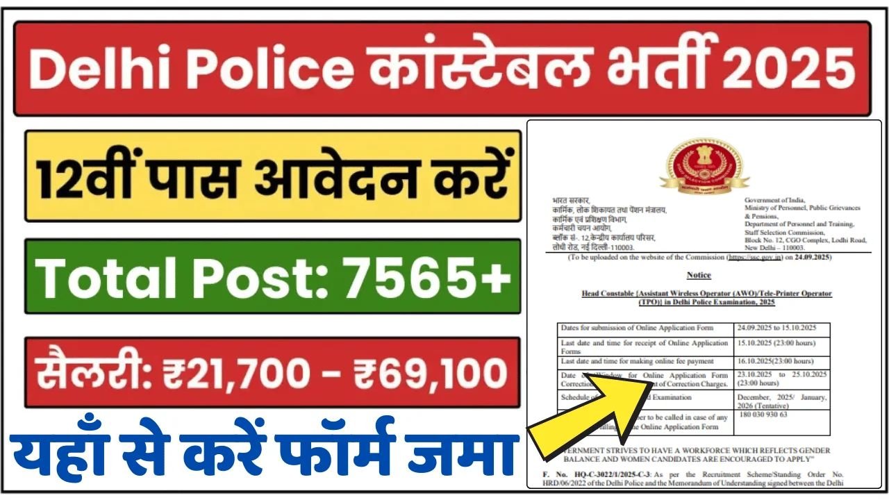 Delhi Police Constable Vacancy 2025